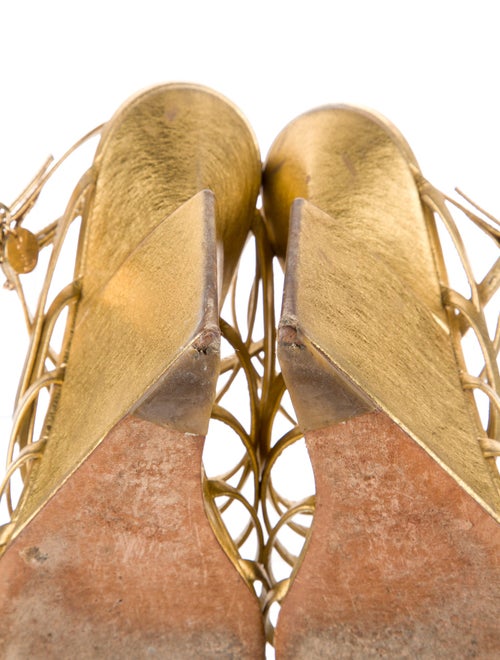 Yves Saint Laurent Rive Gauche Leather Bow Accents Gladiator Sandals