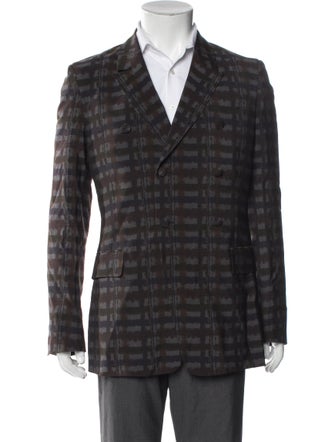 Yves Saint Laurent Wool Plaid Print Blazer