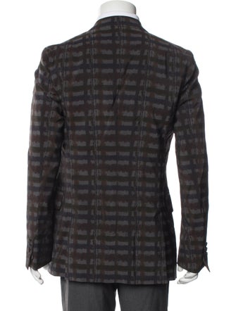 Yves Saint Laurent Wool Plaid Print Blazer