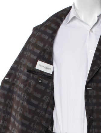 Yves Saint Laurent Wool Plaid Print Blazer