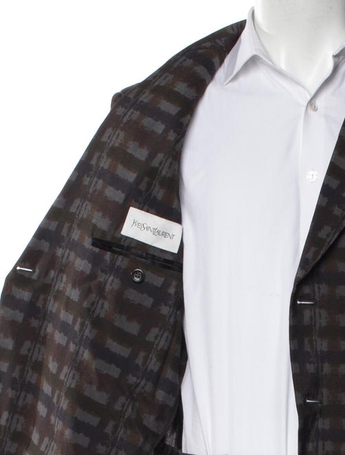 Yves Saint Laurent Wool Plaid Print Blazer