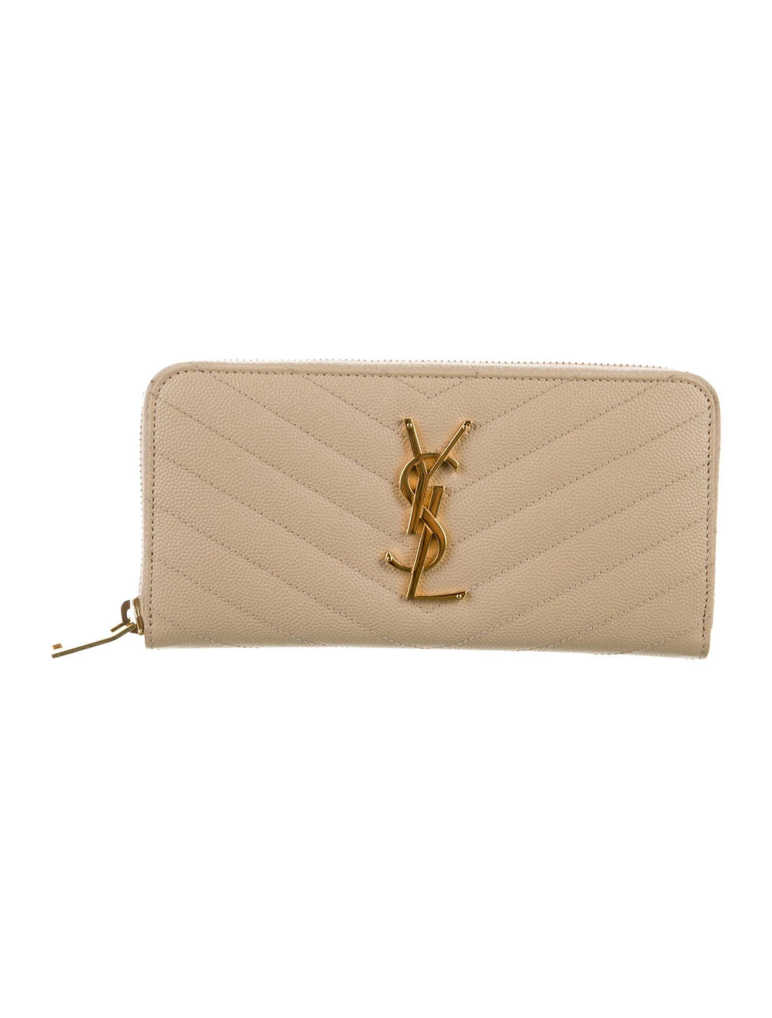 Yves Saint Laurent Monogram Matelasse Zip Around Chevron Continental Wallet