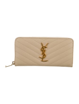 Yves Saint Laurent Monogram Matelasse Zip Around Chevron Continental Wallet