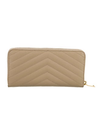 Yves Saint Laurent Monogram Matelasse Zip Around Chevron Continental Wallet