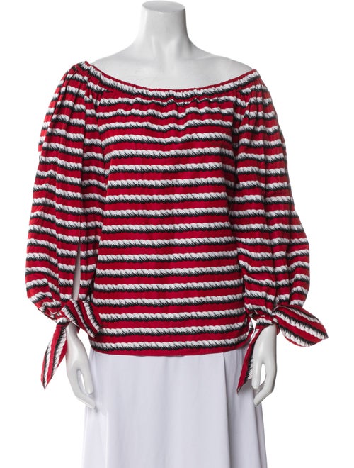 Yves Saint Laurent Striped Bateau Neckline Blouse