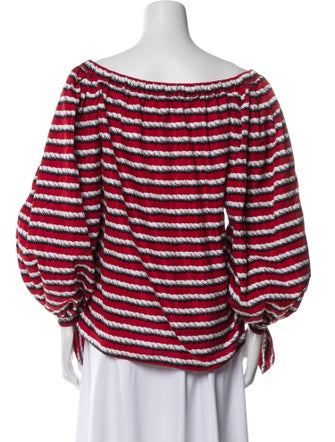 Yves Saint Laurent Striped Bateau Neckline Blouse