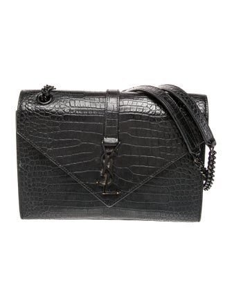 Saint Laurent Embossed Leather Envelope Medium