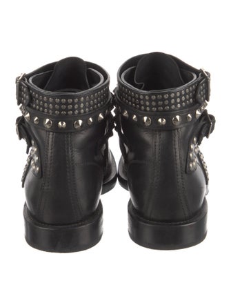 Saint Laurent Leather Studded Accents Combat Boots