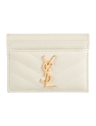 Yves Saint Laurent Signature Logo Leather Card Holder