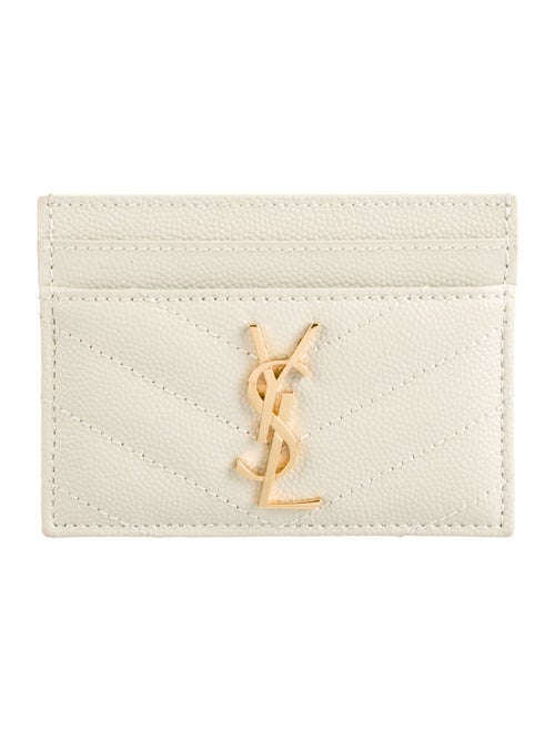 Yves Saint Laurent Signature Logo Leather Card Holder