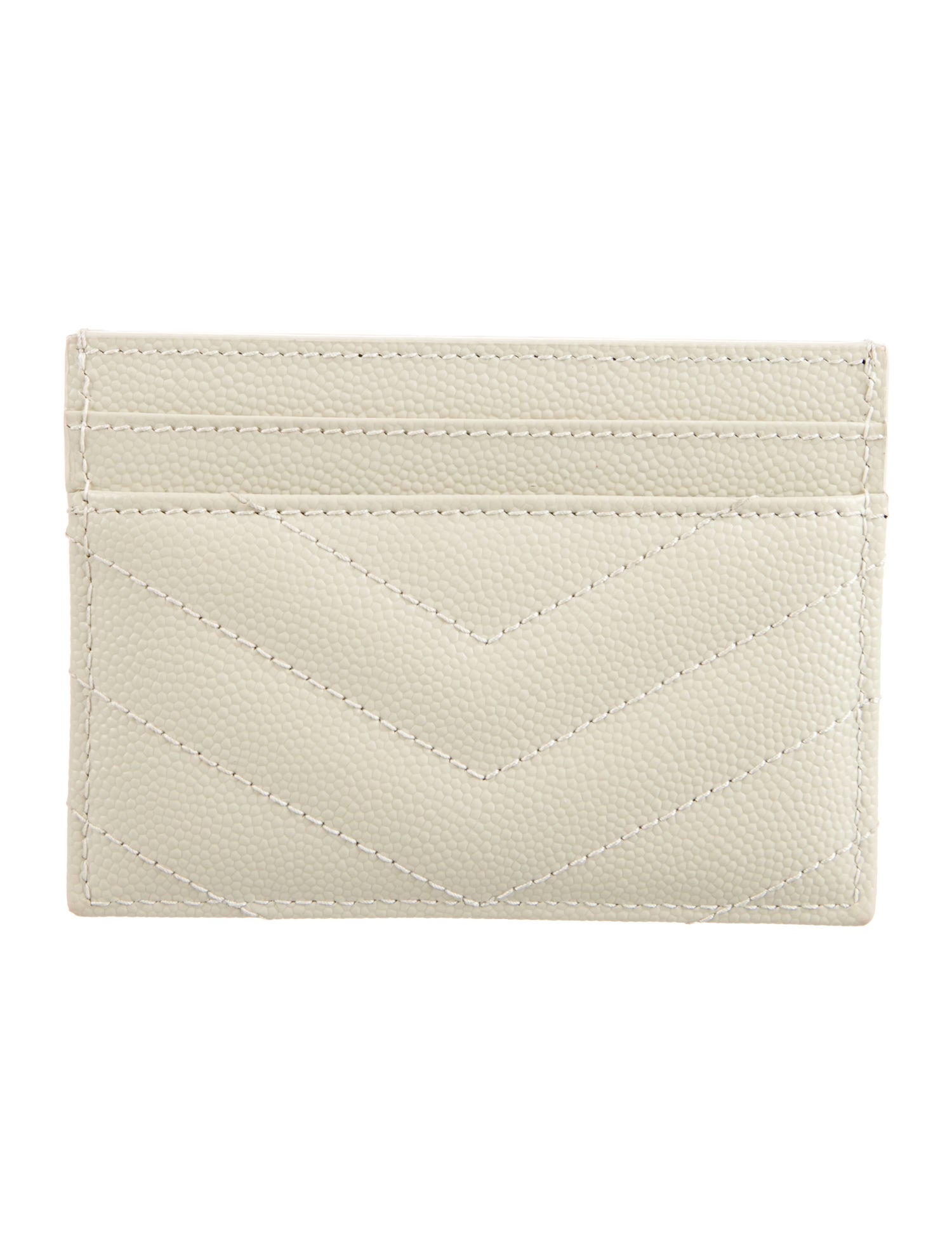 Yves Saint Laurent Signature Logo Leather Card Holder
