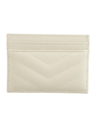 Yves Saint Laurent Signature Logo Leather Card Holder