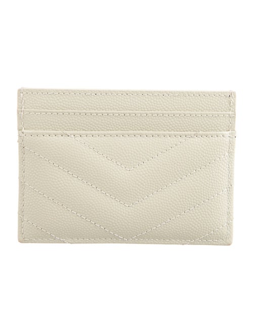 Yves Saint Laurent Signature Logo Leather Card Holder