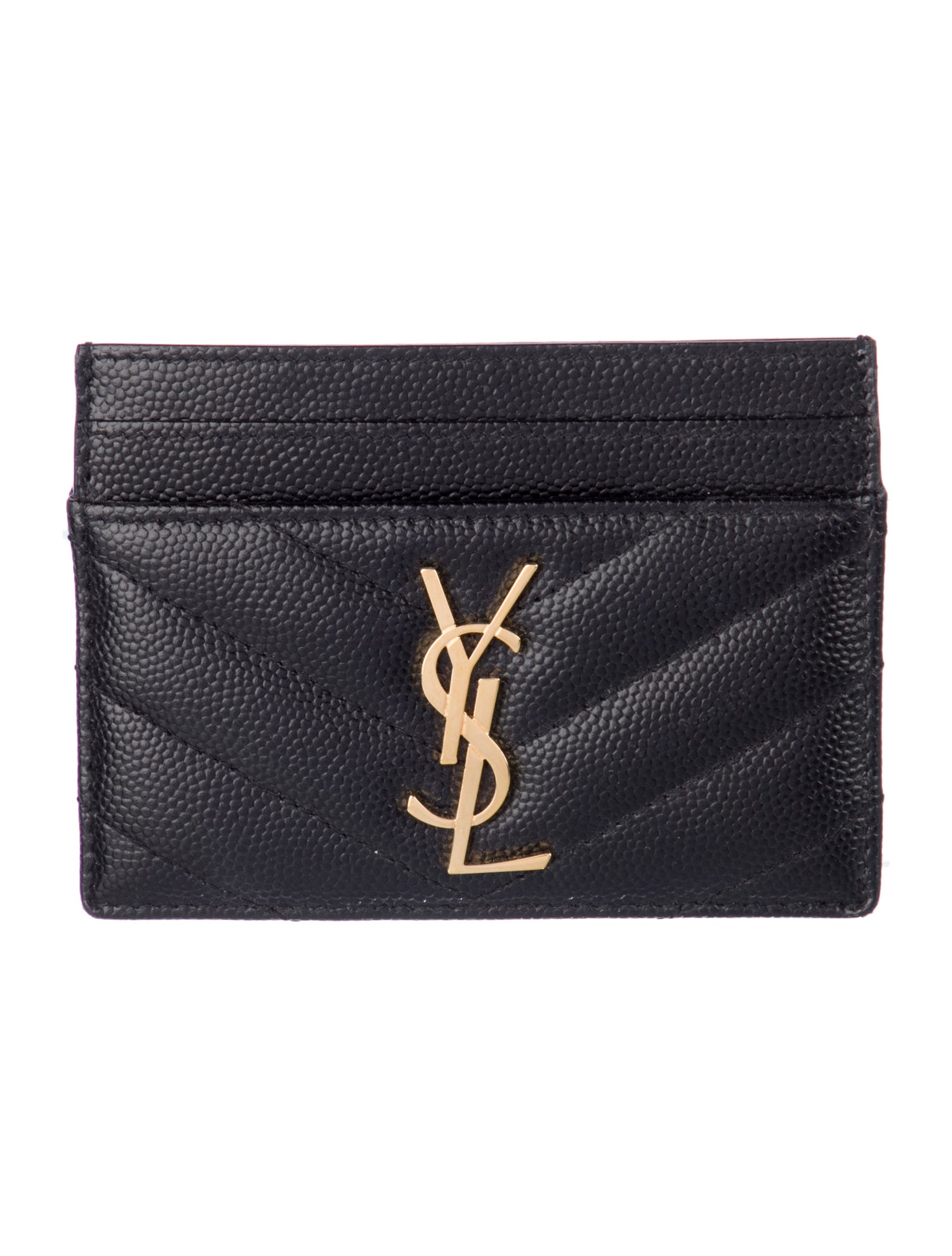Yves Saint Laurent Chevron Card Holder Leather Card Holder