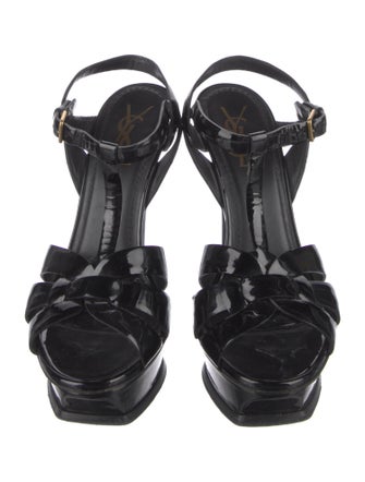 Yves Saint Laurent Patent Leather T-Strap Sandals