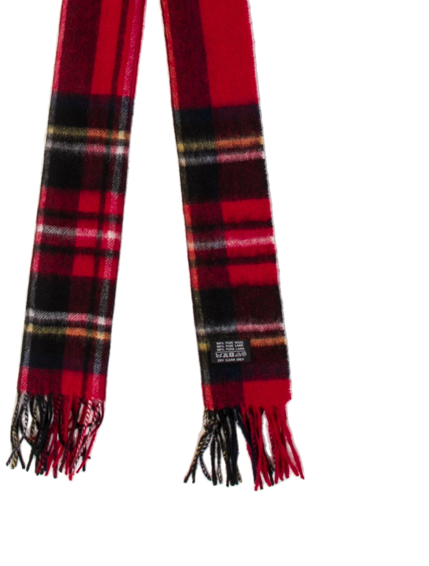 Yves Saint Laurent Wool Plaid Print Scarf