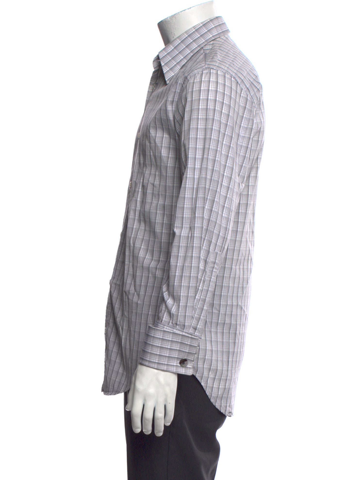 Yves Saint Laurent Rive Gauche Vintage Plaid Print Dress Shirt