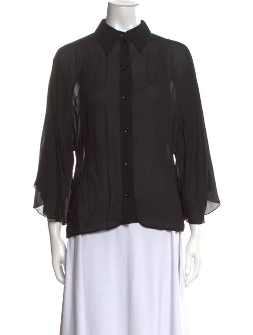 Saint Laurent Three-Quarter Sleeve Button-Up Top