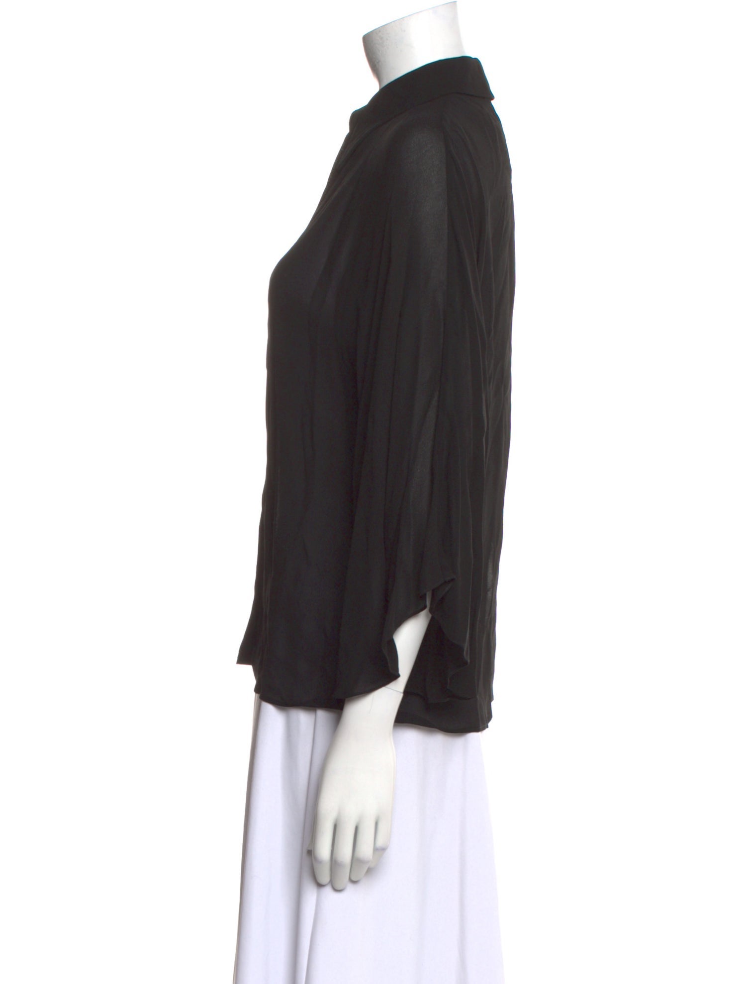 Saint Laurent Three-Quarter Sleeve Button-Up Top