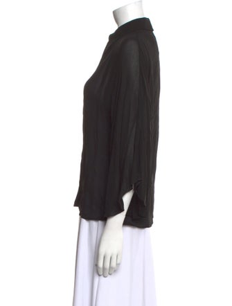 Saint Laurent Three-Quarter Sleeve Button-Up Top