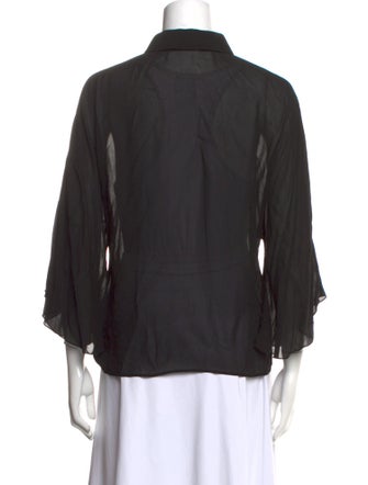 Saint Laurent Three-Quarter Sleeve Button-Up Top