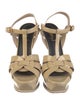 Yves Saint Laurent Patent Leather Cutout Accent T-Strap Sandals