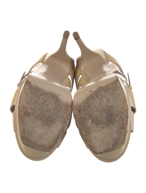 Yves Saint Laurent Patent Leather Cutout Accent T-Strap Sandals