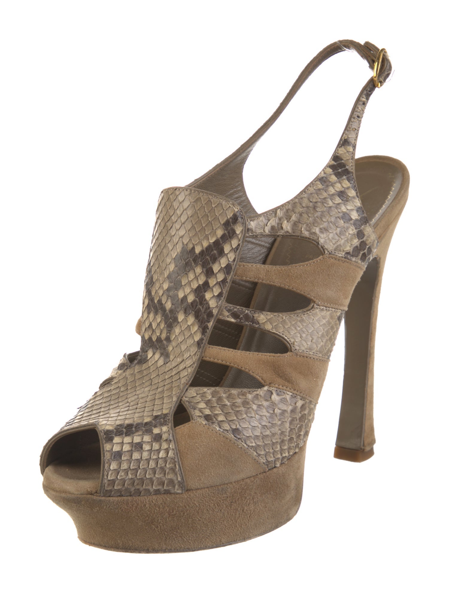 Yves Saint Laurent Snakeskin Animal Print Slingback Pumps