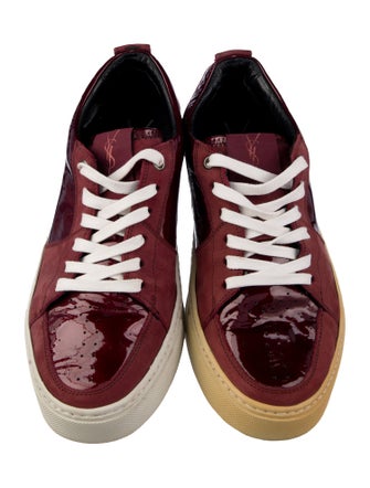 Yves Saint Laurent Patent Leather Embroidered Accent Sneakers