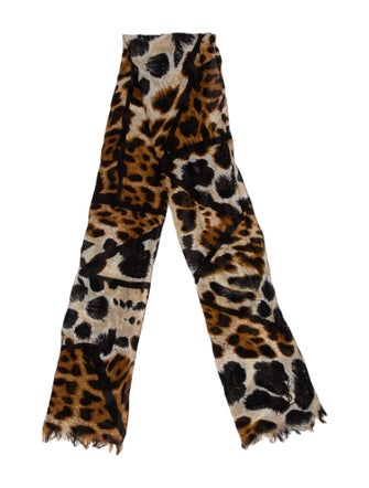 Yves Saint Laurent Silk Animal Print Scarf