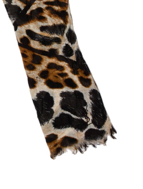 Yves Saint Laurent Silk Animal Print Scarf