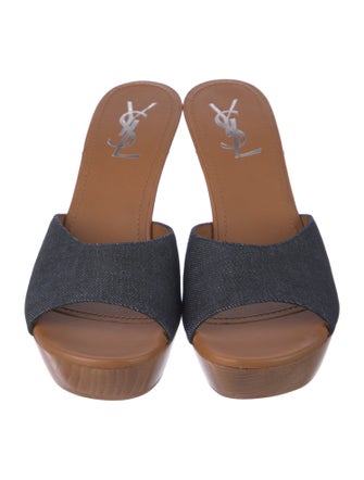 Yves Saint Laurent Denim Slides