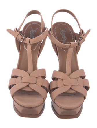 Yves Saint Laurent Rive Gauche Tribute Leather T-Strap Sandals
