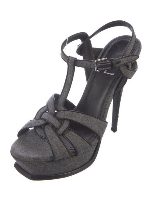 Yves Saint Laurent Felt T-Strap Sandals