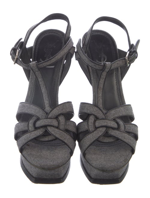 Yves Saint Laurent Felt T-Strap Sandals