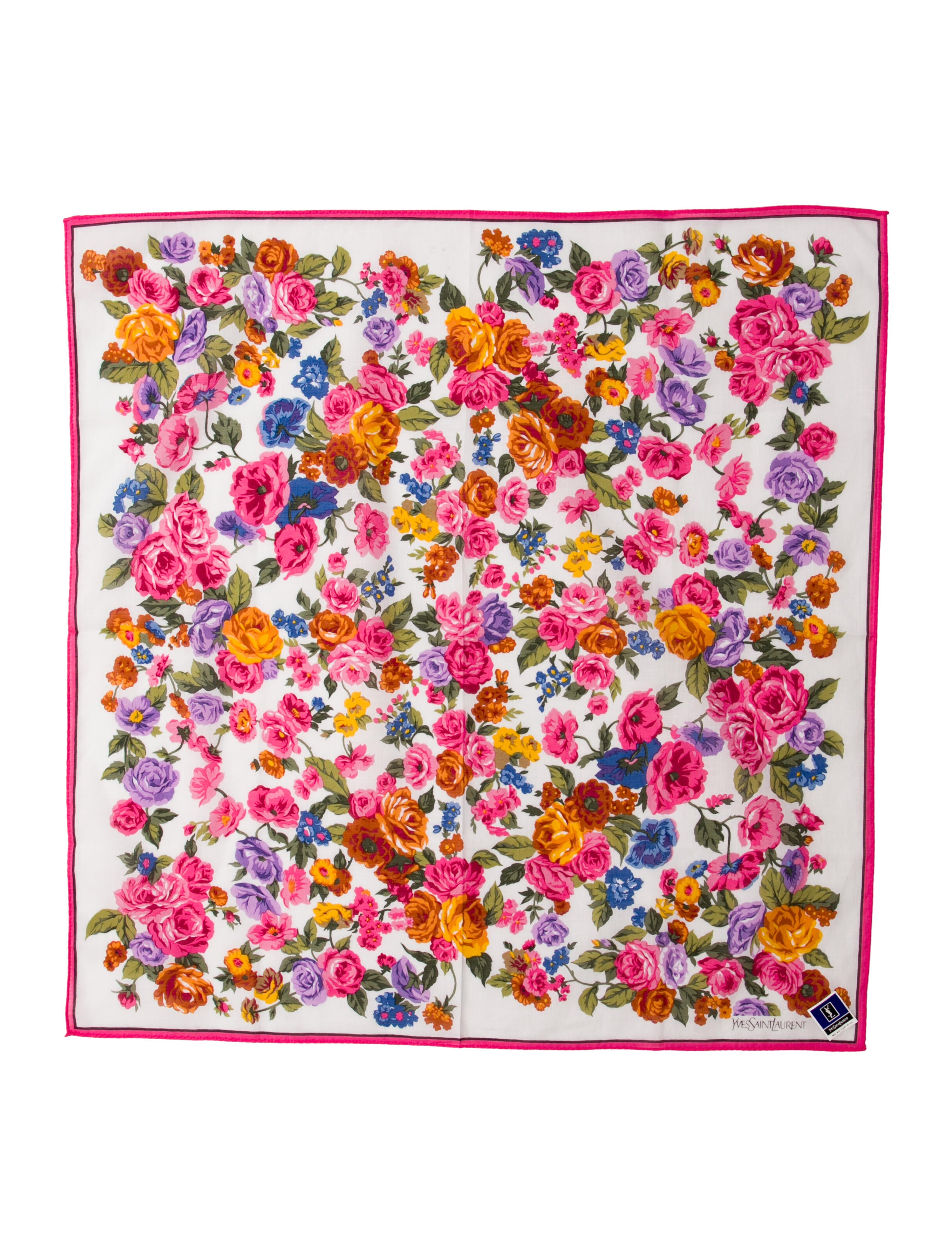 Yves Saint Laurent Silk Floral Print Scarf