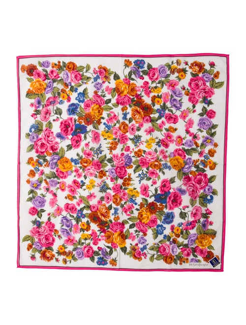 Yves Saint Laurent Silk Floral Print Scarf