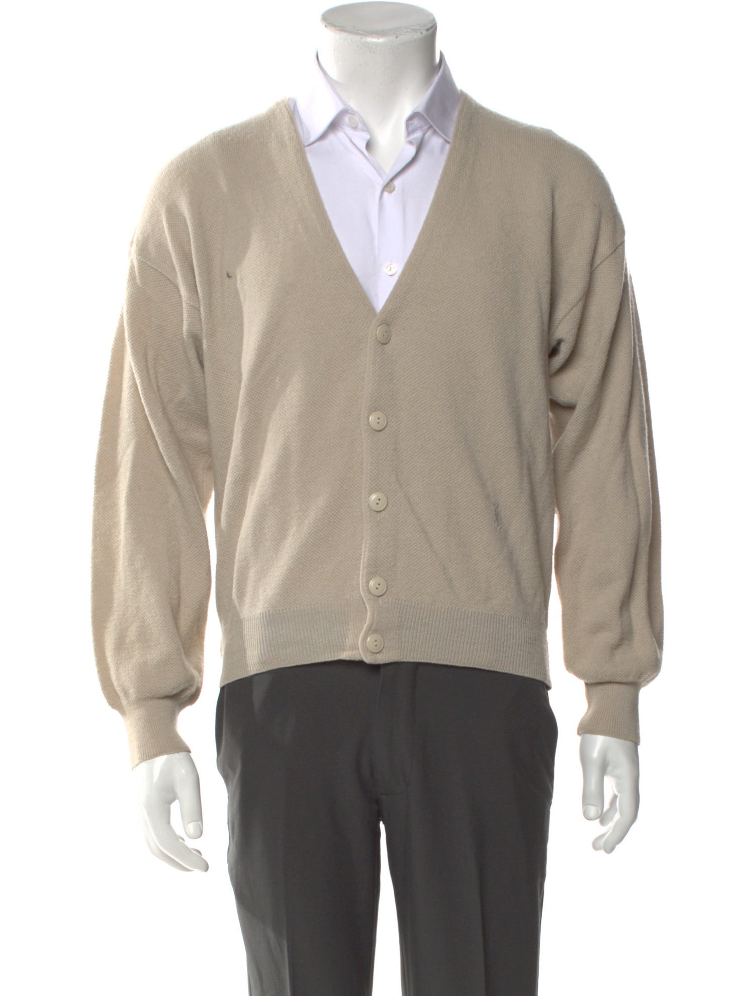 Yves Saint Laurent V-Neck Long Sleeve Cardigan