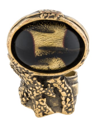 Yves Saint Laurent Glass Cabochon Arty Ovale Ring