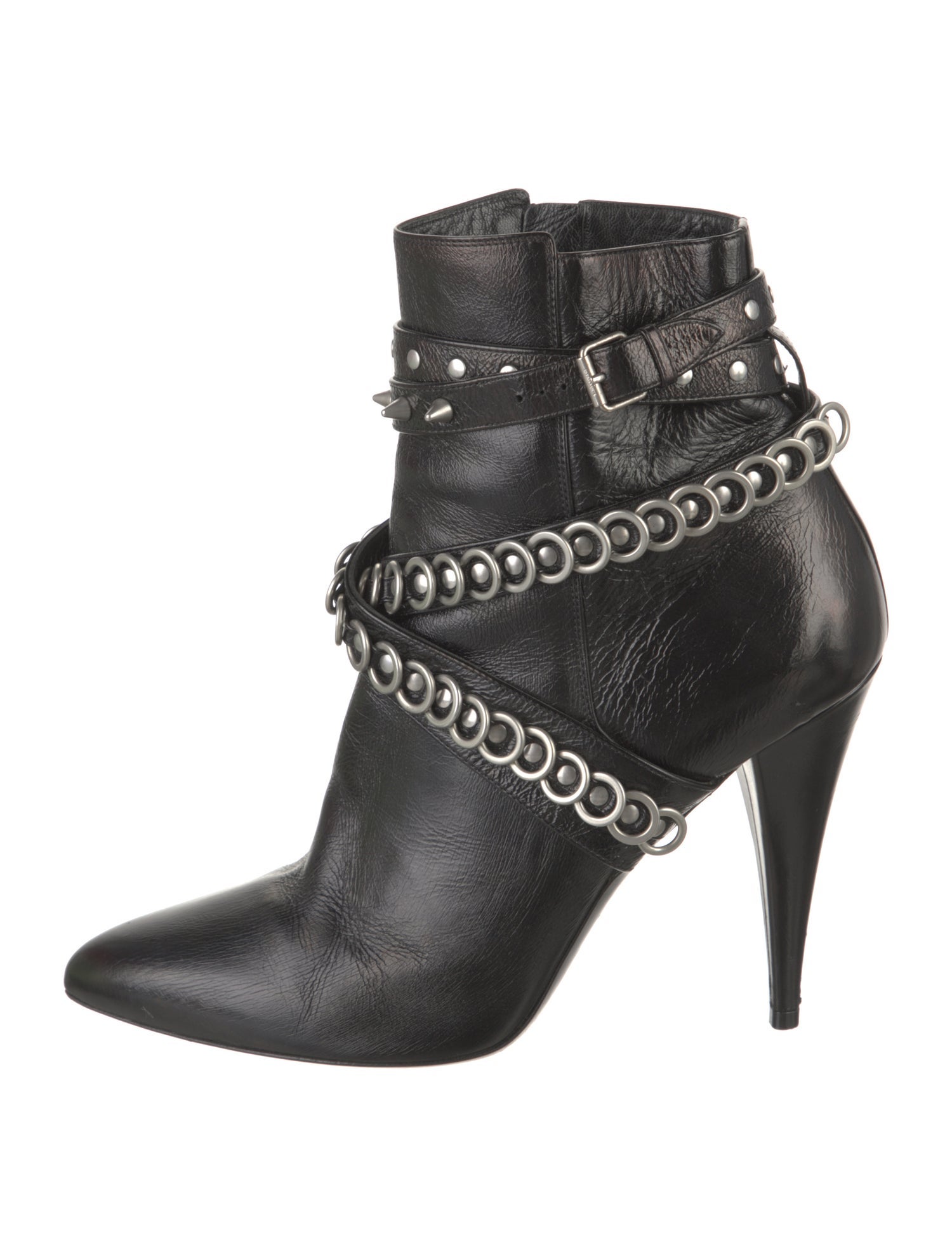 Yves Saint Laurent Spike Accents Leather Boots