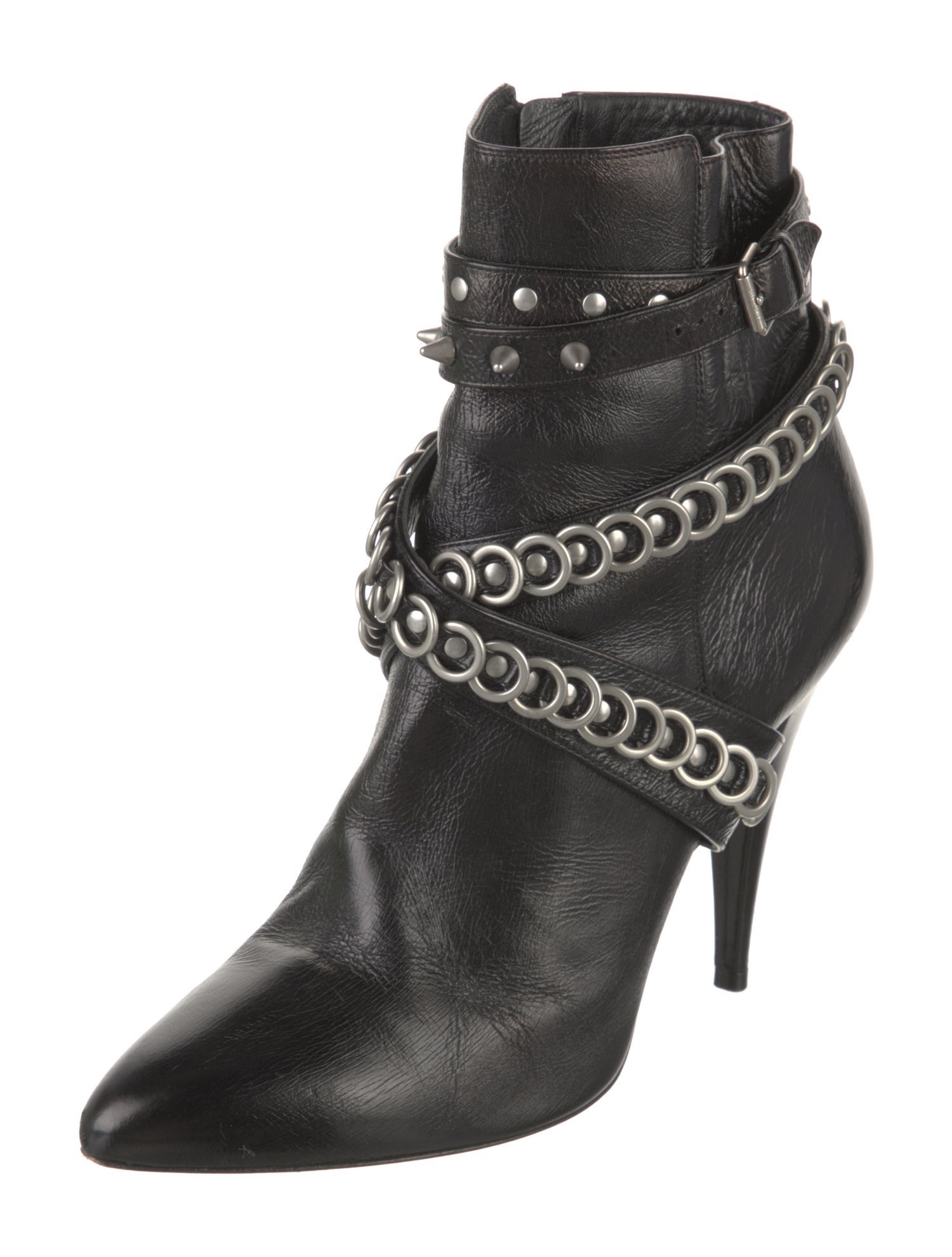 Yves Saint Laurent Spike Accents Leather Boots