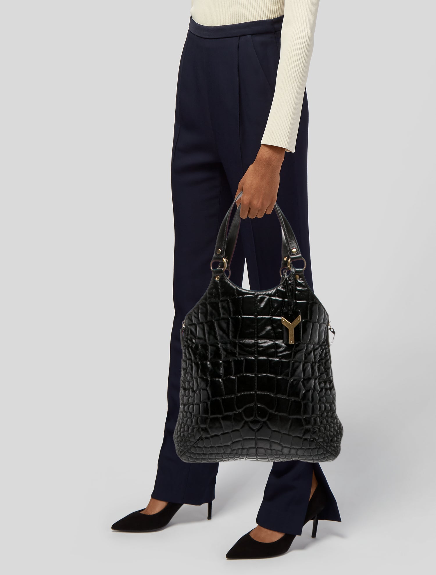 Yves Saint Laurent Patent Leather Saint Laurent Tribute Large Vintage