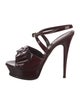 Yves Saint Laurent Patent Leather Bow Accents Slingback Sandals