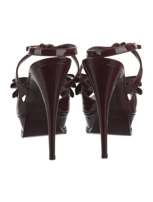 Yves Saint Laurent Patent Leather Bow Accents Slingback Sandals