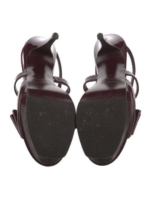 Yves Saint Laurent Patent Leather Bow Accents Slingback Sandals