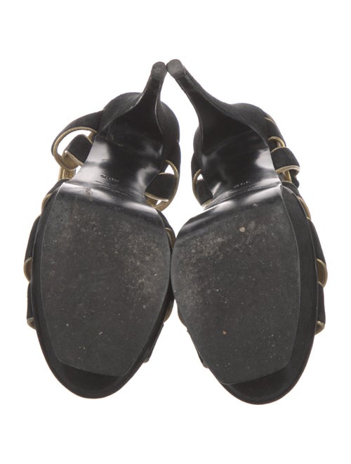 Yves Saint Laurent Suede Leather Trim Embellishment T-Strap Pumps