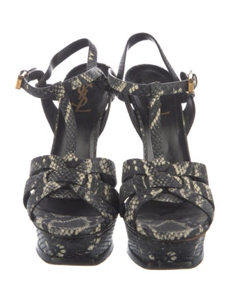 Yves Saint Laurent Leather Animal Print T-Strap Sandals