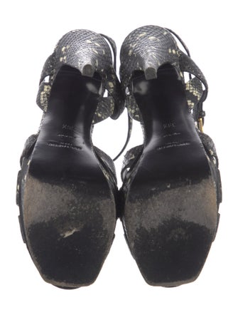 Yves Saint Laurent Leather Animal Print T-Strap Sandals