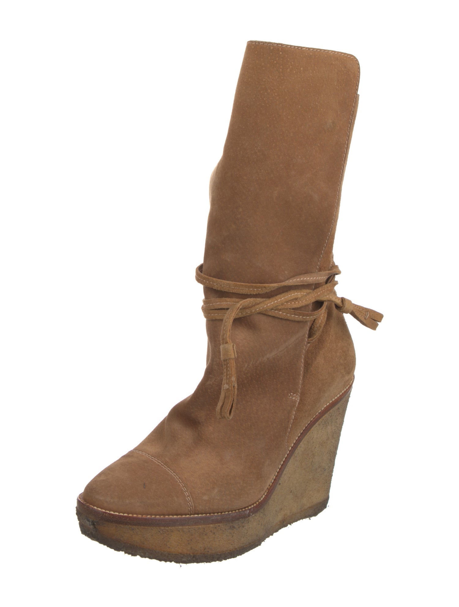 Yves Saint Laurent Suede Lace-Up Boots