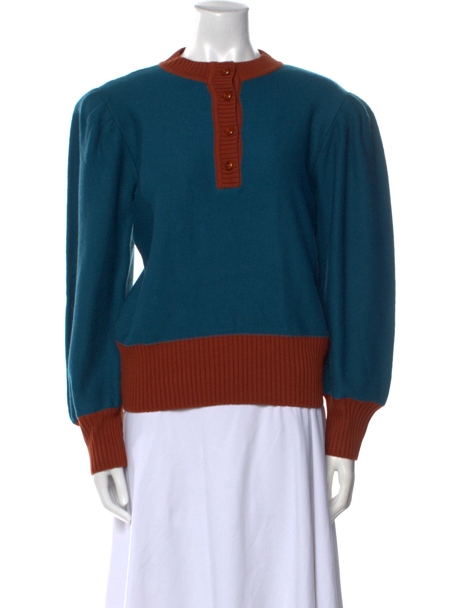 Yves Saint Laurent Wool Colorblock Pattern Sweater